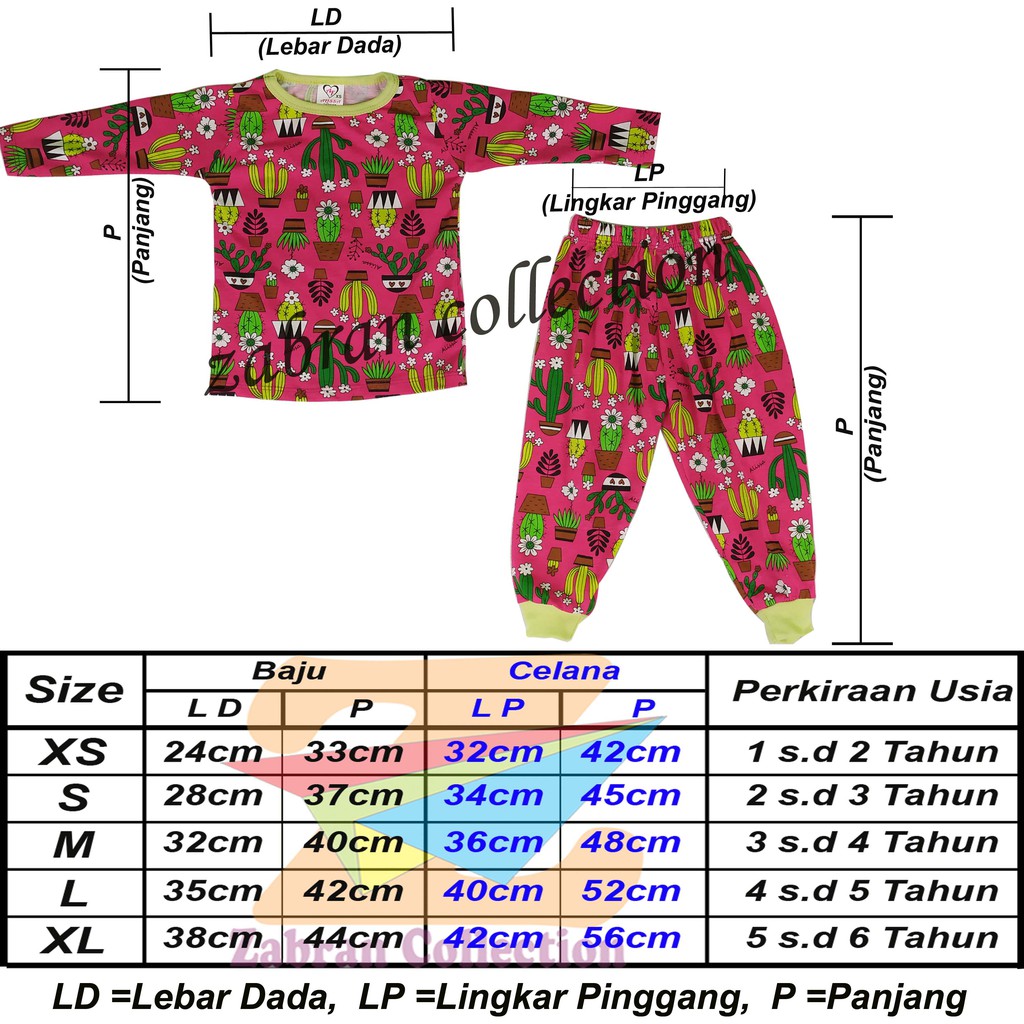 Setelan Anak Printed Zabran Lengan Panjang 1 Sampai 6 Tahun