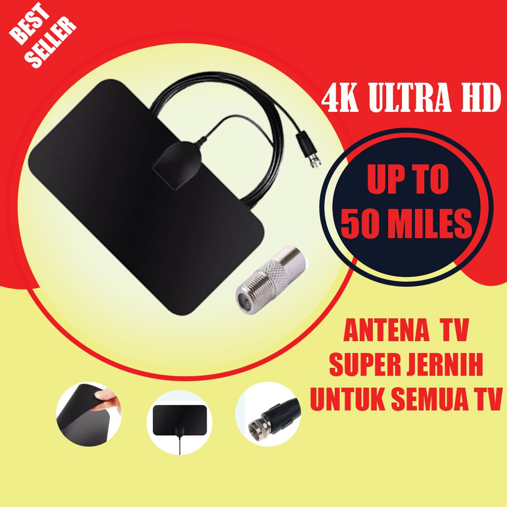 ORIGINAL TERMURAH  - Antena TV Murah Digital Super Jernih LED Tabung Indoor Outdoor Taffware HD