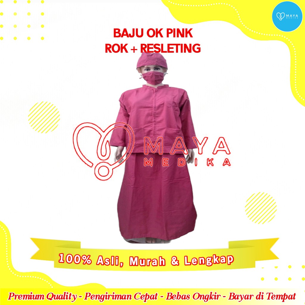 Baju OK  Pink Lengan Panjang Baju Resleting  Rok