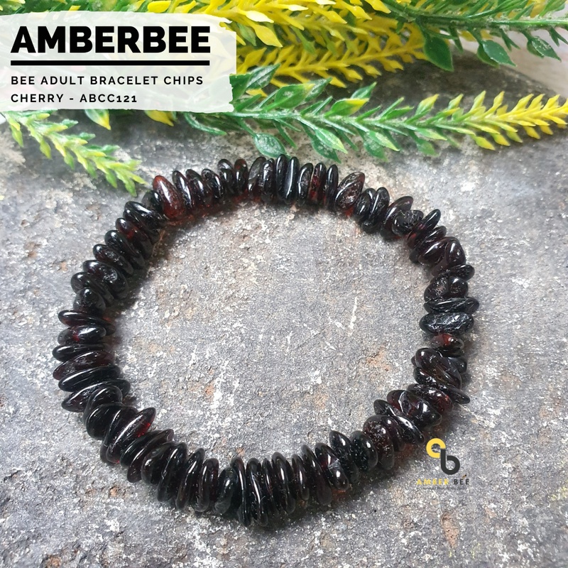 Gelang Amber Dewasa Premium Stretchy Glossy Chips Cherry ABCC121 By Amber Bee