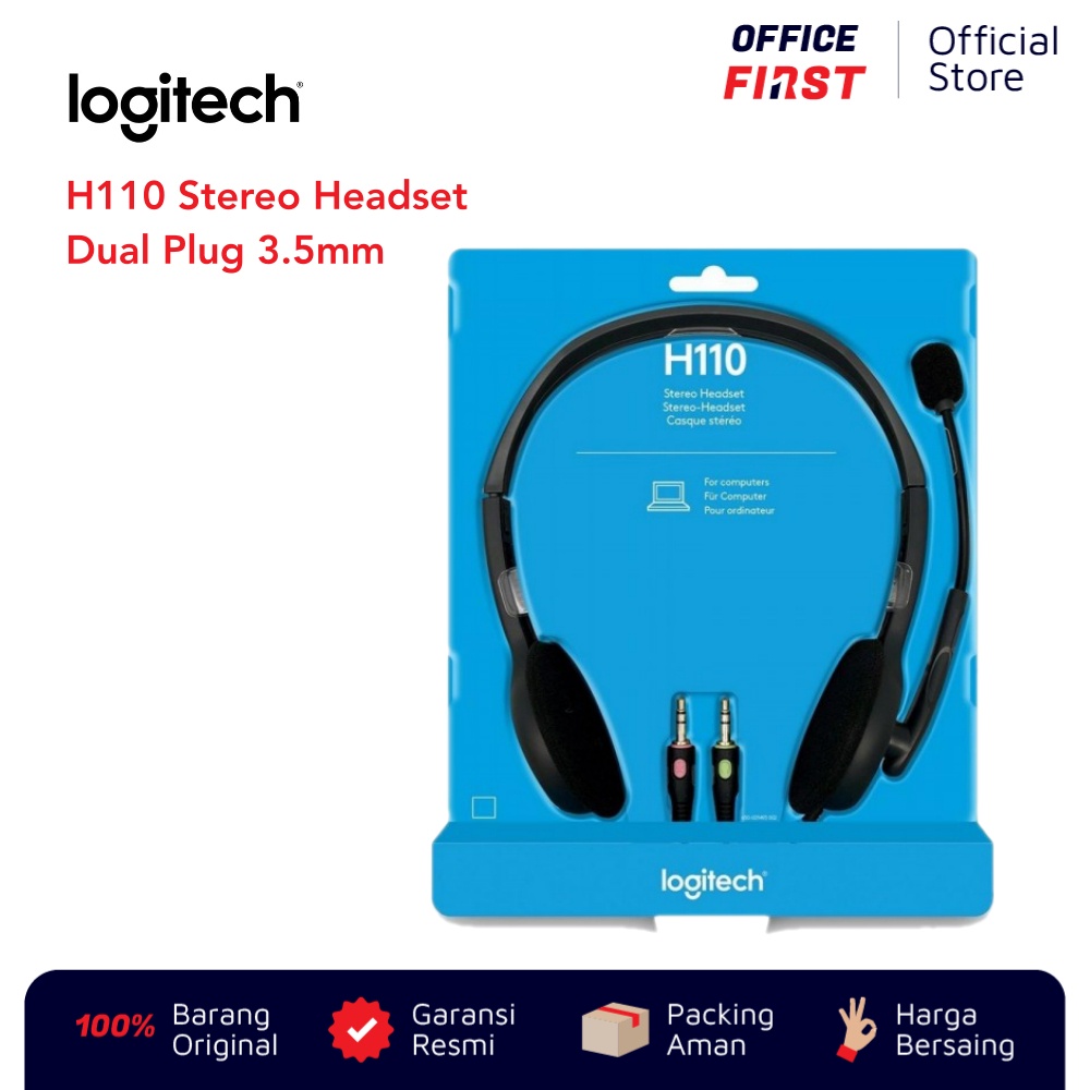 Logitech H110 Stereo Headset Dual Jack Plug 3.5mm / H 110