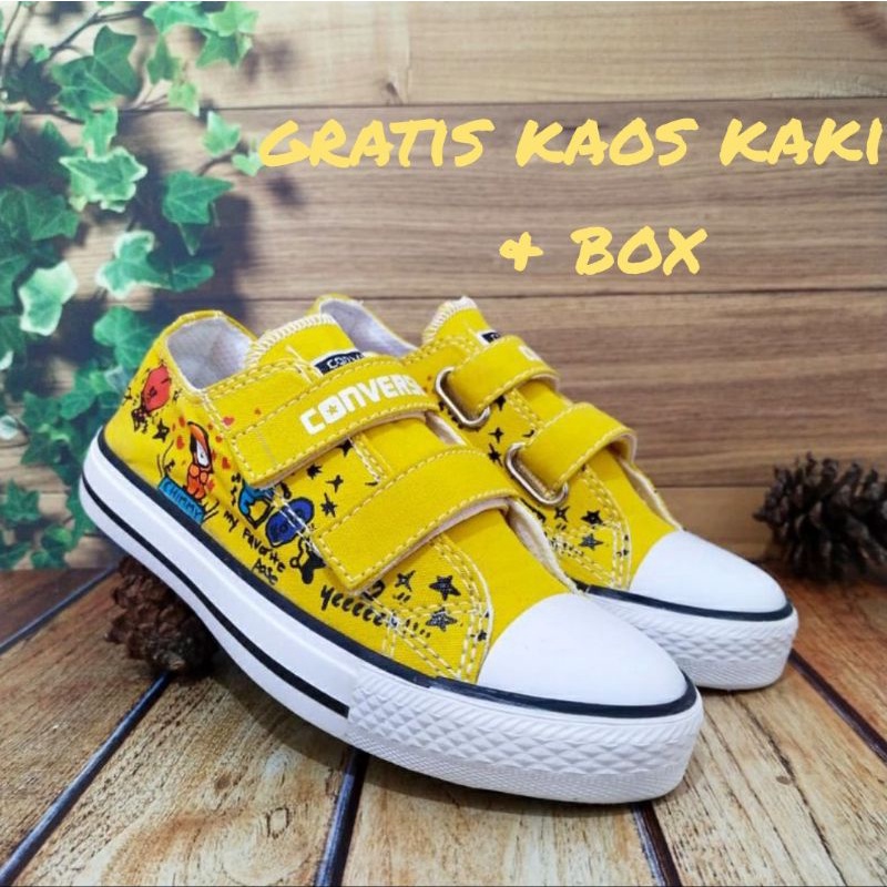 SEPATU CONVERSE USIA 1-10 TAHUN BTS BT21 ANAK MOTIF KOREA KARAKTER MODEL PREKAT