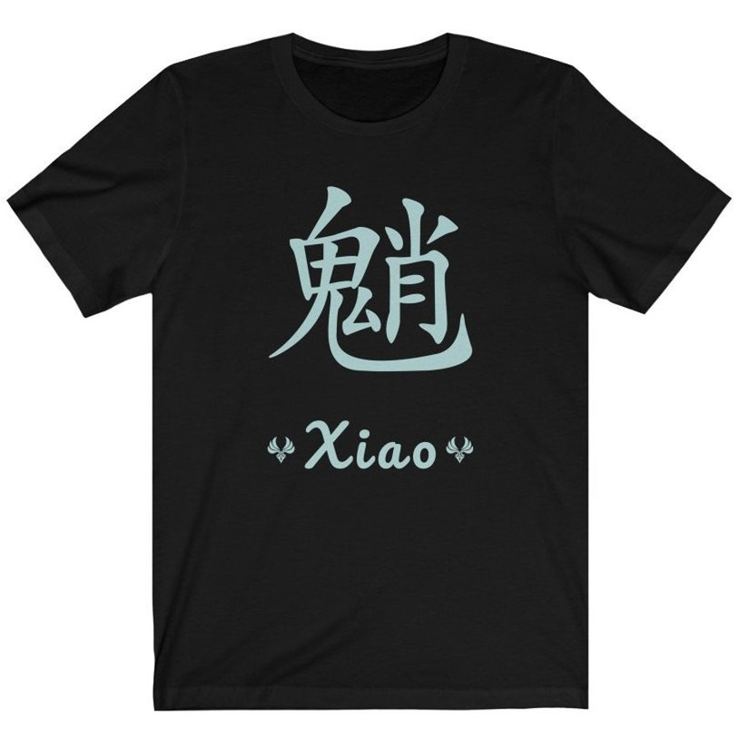 Tshirt XIAO Kanji Genshin Impact Online Game Material Cotton Combed