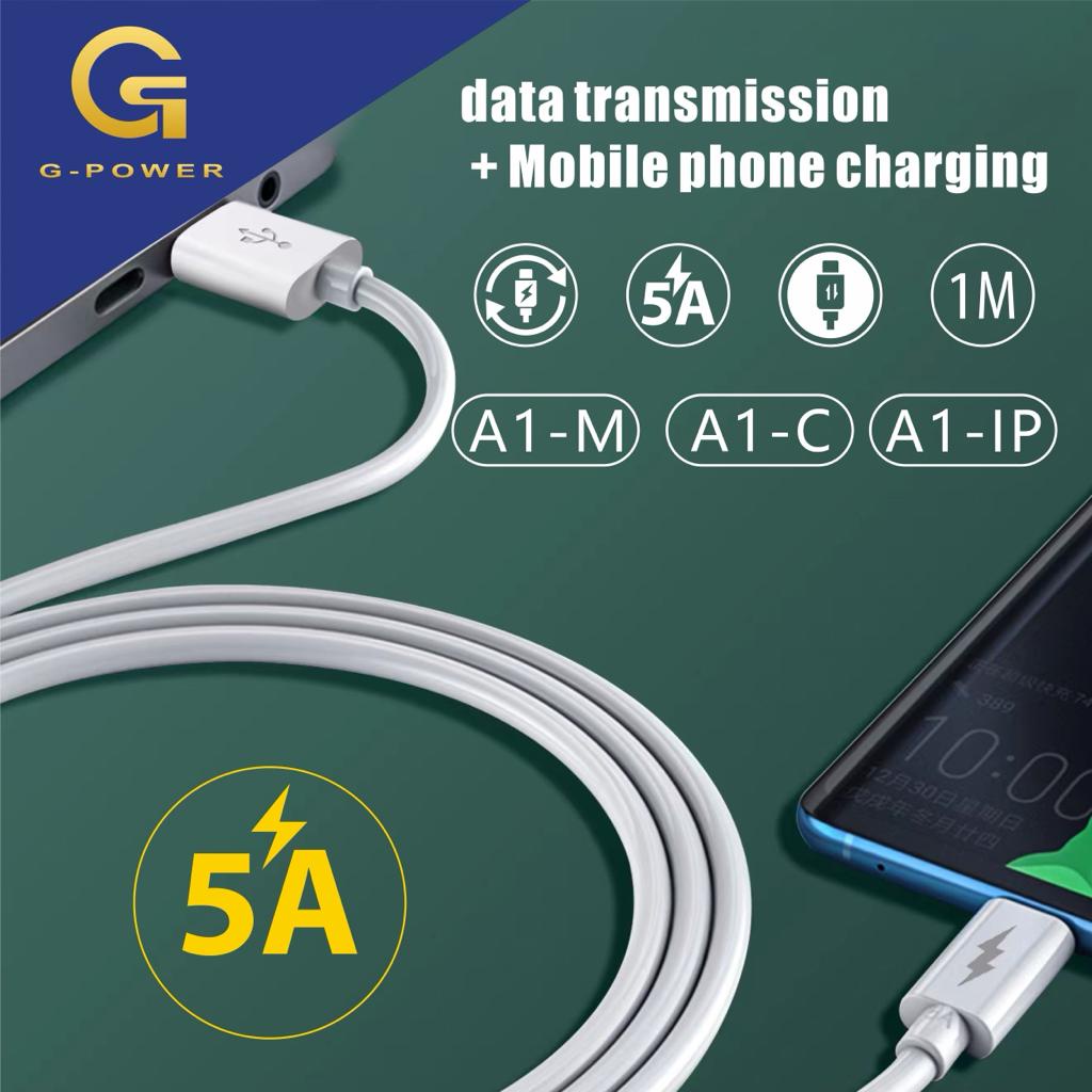 G-POWER KABEL DATA A1 MICRO/ A1 TYPE-C/ A1 IPHONE UNTUK CHARGER ANDROID/ LIGHTING IPHONE MURAH ORIGINAL GARANSI RESMI