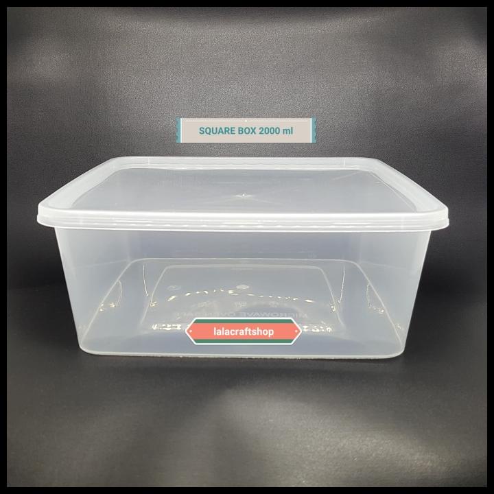 Kotak Plastik Bening 2000 Ml / Thinwall Kotak 2000Ml / 1 Pack 25 Pcs