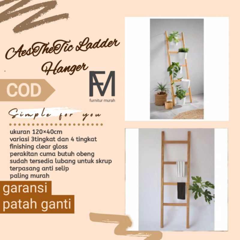 ladder hanger rak tangga dekorasi rumah rak dinding kayu tempat sajadah sejadah sarung mukena handuk