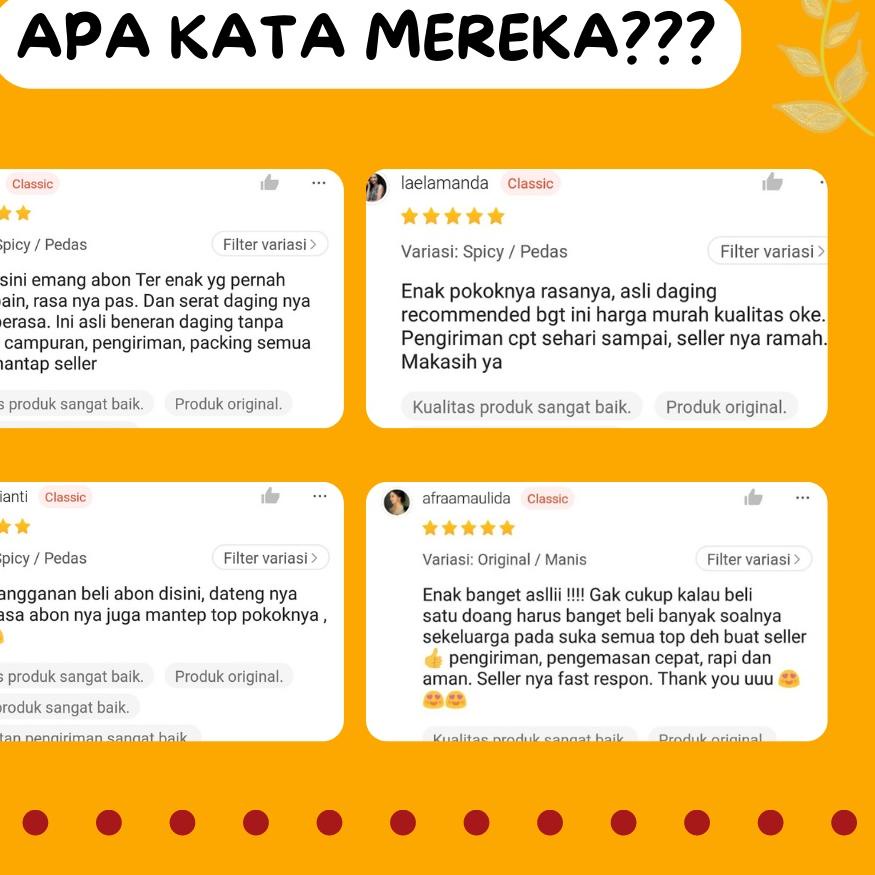 

Paling Disukai ABON SAPI ASLI 100% DAGING SAPI KUALITAS TERBAIK / ABON SAPI ORIGINAL & ABON SAPI PEDAS / ABON SAPI ASLI / ABON SAPI ENAK / ABON SAPI HALAL GT7~