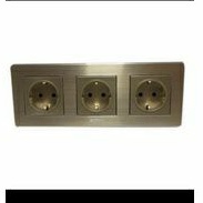 Stop kontak + stop kontak + stop kontak  Boton Champagne+silver edge gold