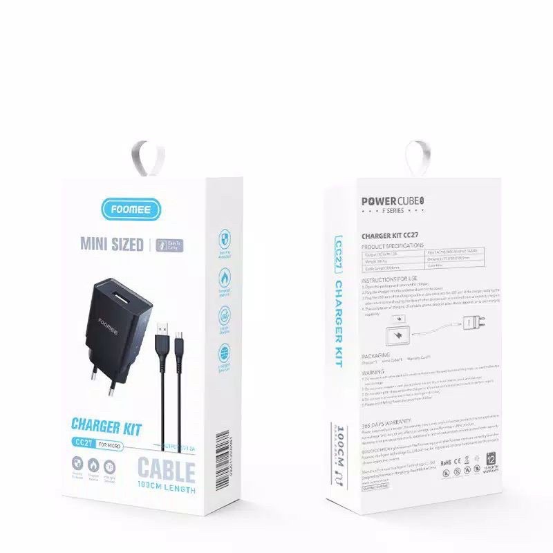 (FOMEE-C27) Smart Charger Sigle Port Usb Kabel Micro Multi Protection