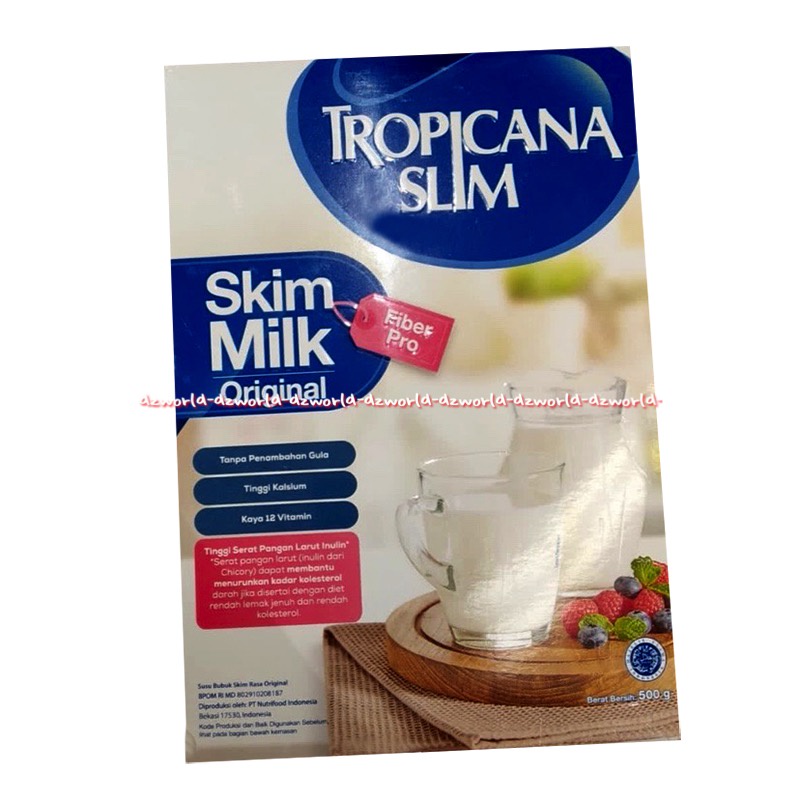 Tropicana Slim Skim Milk Plain 500gr Susu rendah Gula Dengan omega 3 Tropicanaslim Rasa Original