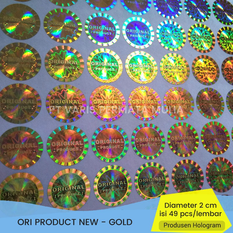 

New Stiker Hologram Original Product Produk 2 CM Gold Silver