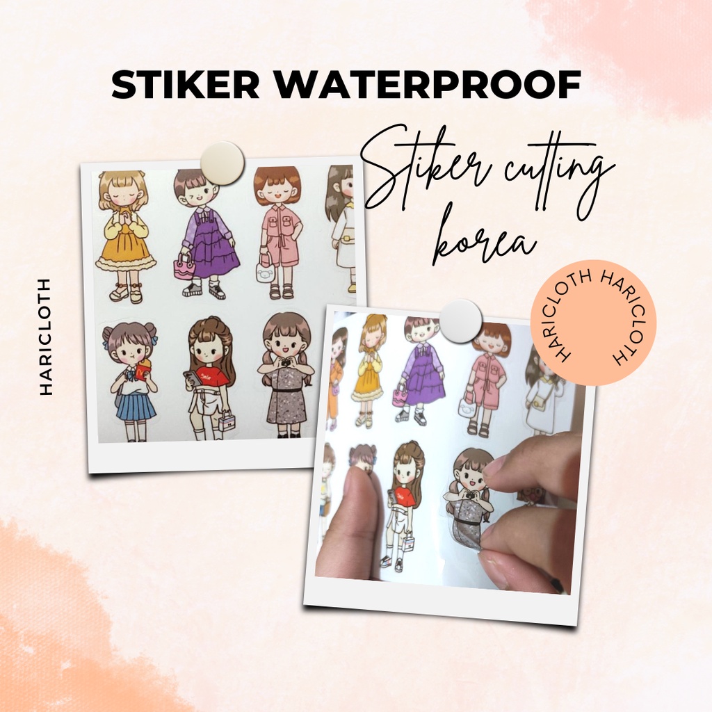 

Sticker waterproof transparan Korea cutting isi 10 psc / sticker aesthetic Korea lucu anti air cutting