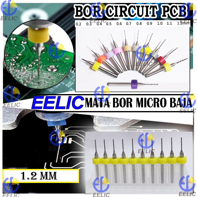 EELIC MBM-1.2MM Mata bor micro 1.2 mm baja tungsten circuit pcb cleaning kit mesin cnc 3d printer