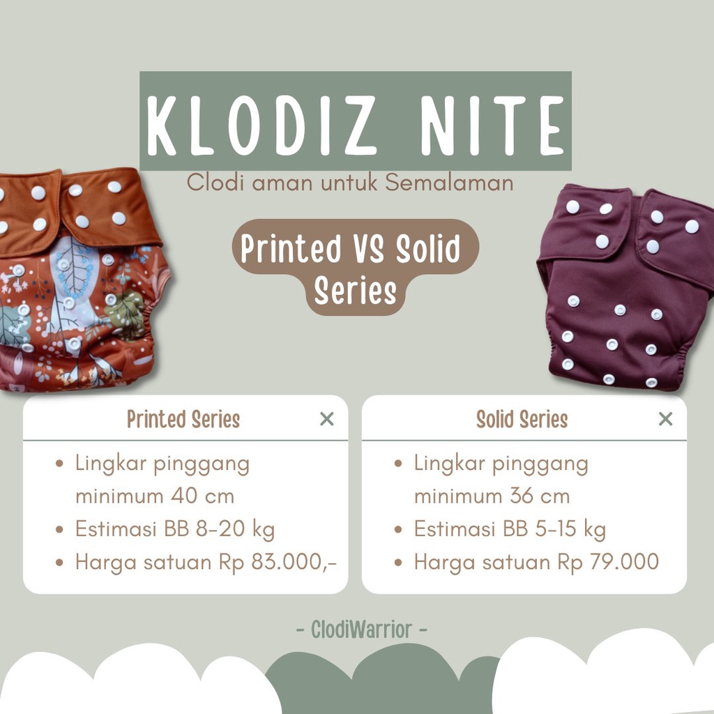 Klodiz Nite Motif -  Clodi Allsize Untuk Malam Hari Type Pocket Insert Long Popok Kain SNI