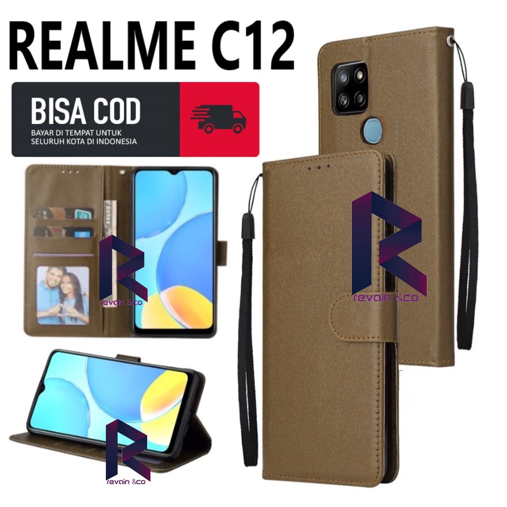 REALME C12 CASE DOMPET FLIP WALLET LEATHER KULIT PREMIUM SARUNG BUKA TUTUP FLIP CASE REALME C12