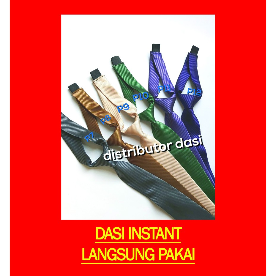 Dasi Instant Salur Langsung Pakai Kretekan 3 inch 8 cm polyester premium ready stok