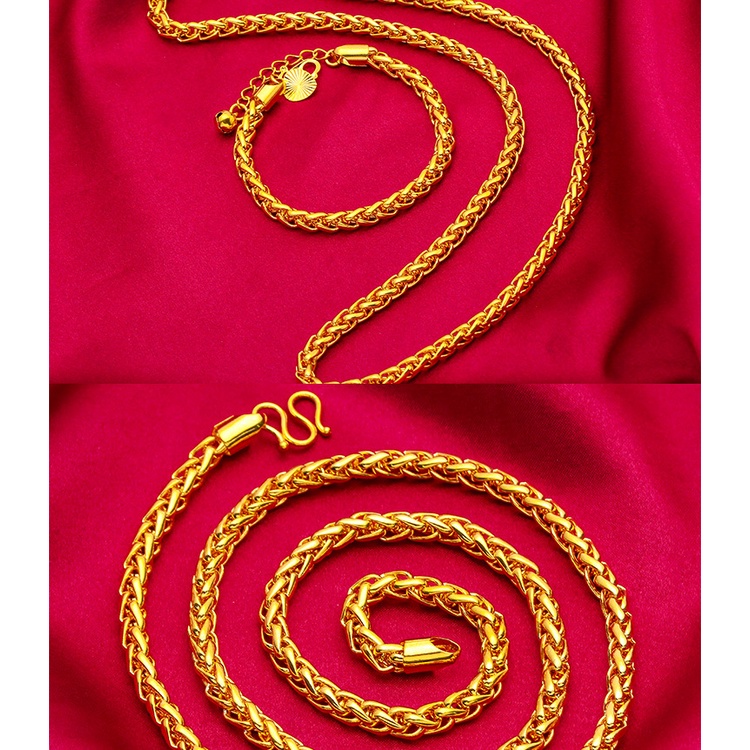 Kalung Rantai Tali Rami Lapis Emas Asli Kadar 375 Motif Naga Gaya Bangkok Untuk Pria