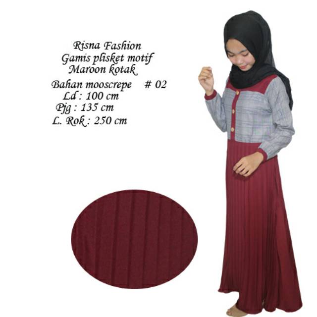 Gamis plisket kombinasi kotak