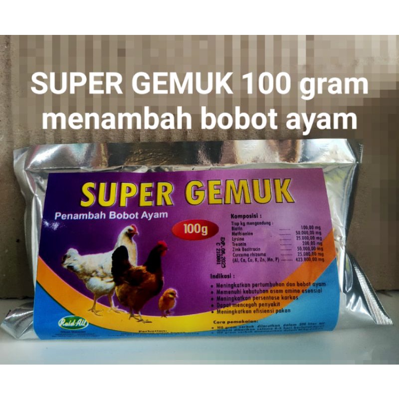 super gemuk 100 gram penambah bobot ayam-raid all