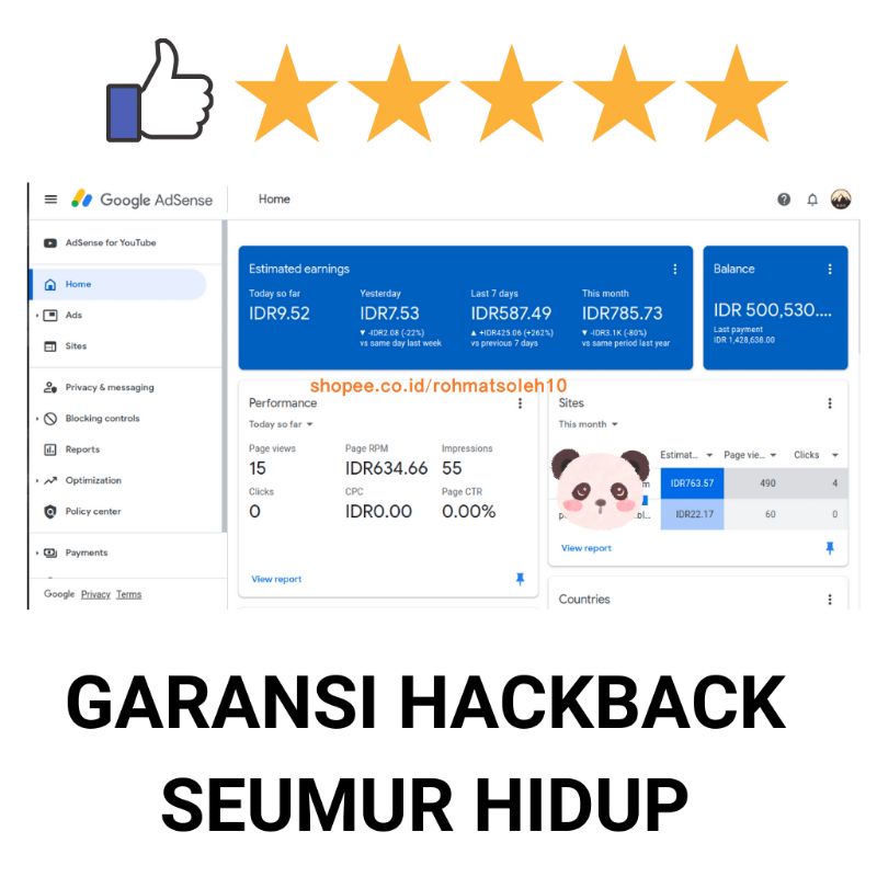 Akun adsense tahun 2016 sudah PO dan PIN Garansi Hackback Seumur Hidup