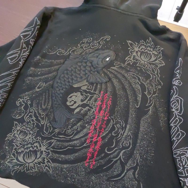 RARE Hoodie Sukajan Dog Town Black Karatsu " Koi Hitam " Second