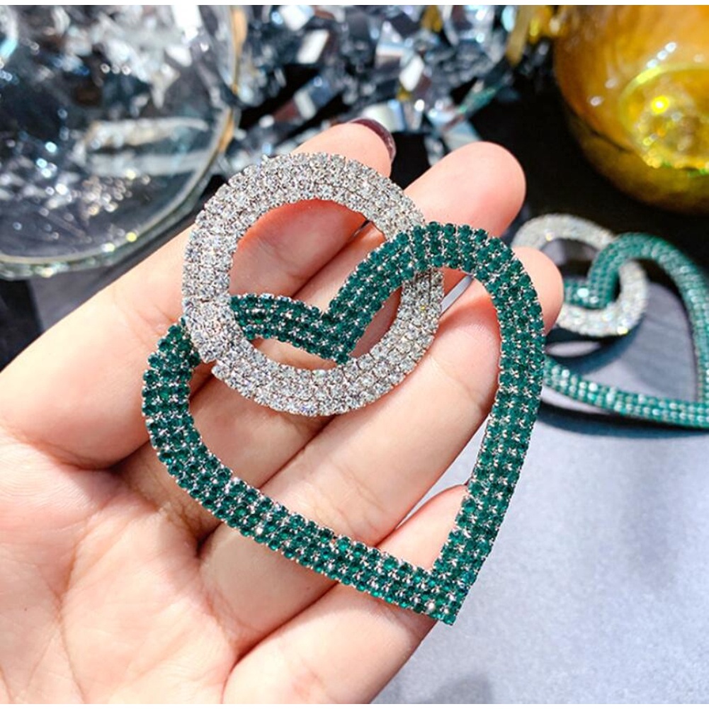 Hu Hu Hu Hu Hu Alat Bantu Pasang Kacamata♡ Anting Tusuk Gantung Wanita Desain Hati / Bulat Hias Berlian Imitasi Untuk Pesta / Hadiah