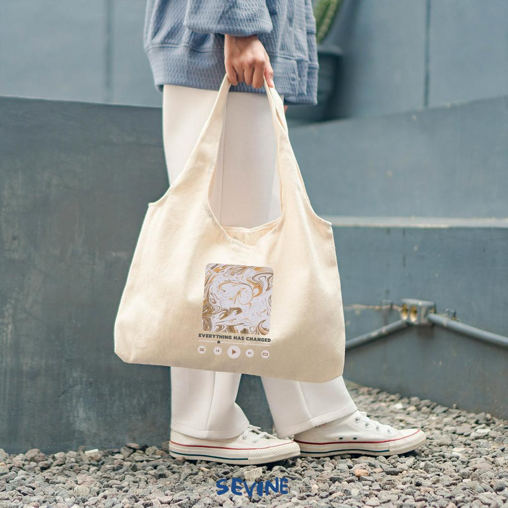 Sevine Tote Bag Kanvas Bonnie Tas Aesthetic Wanita Kuliah Fashion Laptop Sekolah Totebag Vintage Series - XJ