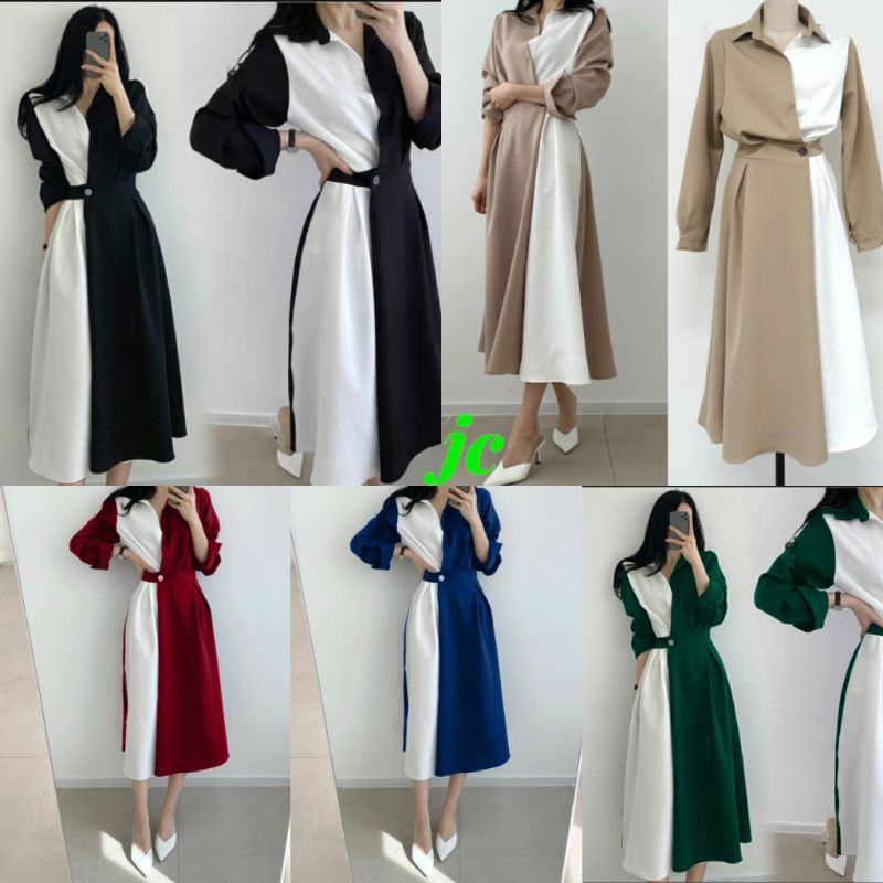 JCTK - Dres Nakila / Dress Wanita Kombinasi / Dress Casual Terbaru