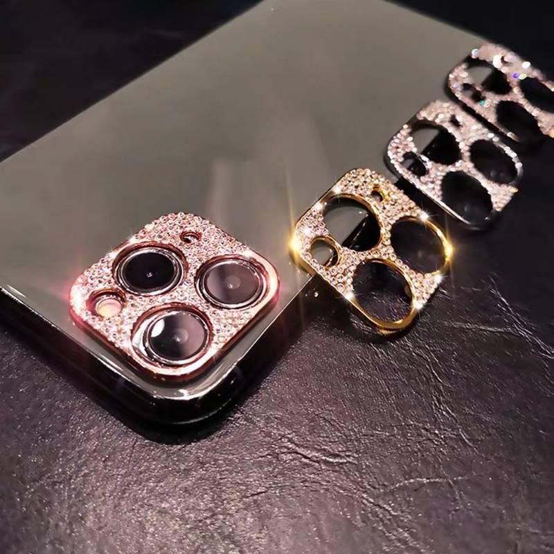 Case Pelindung Lensa Kamera Aksen Kristal Glitter Untuk Iphone 11 12 13 Pro Max Mini