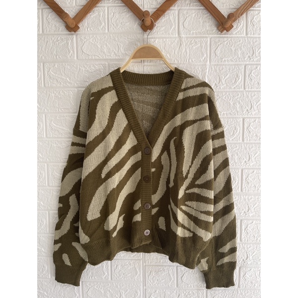 DAYLEE CARDY CARDIGAN RAJUT MOTIF ZEBRA WANITA