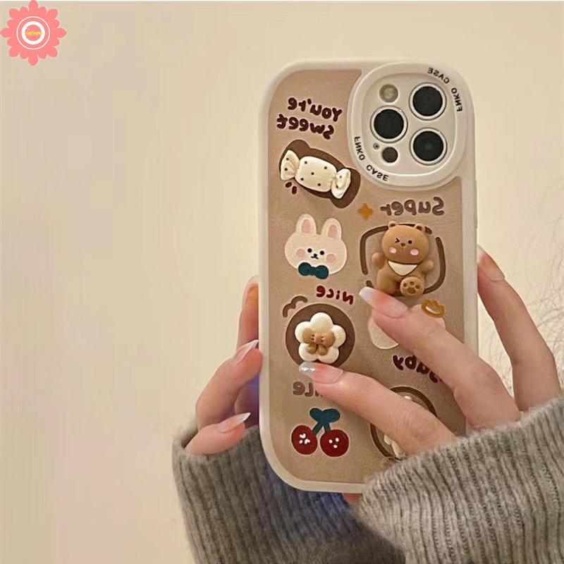 Soft Case Desain Kartun Boneka Beruang 3D Gaya Korea Untuk iPhone 11 7 8 Plus 7plus XR 12 13 Pro MAX 6 6s X XS MAX SE 2020