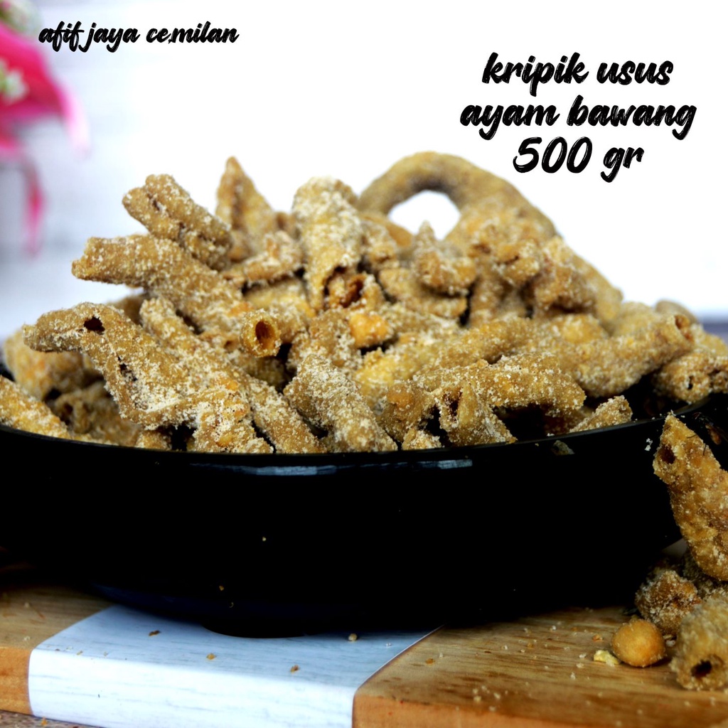 

Keripik usus ayam super rasa ayam bawang kiloan 500 gram afif jaya cemilan