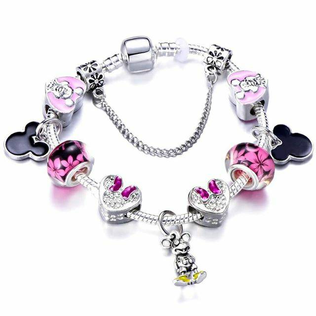 gelang anak wanita ibu kembaran charms bracelets pandora pink accesories disney bunny gift hadiah