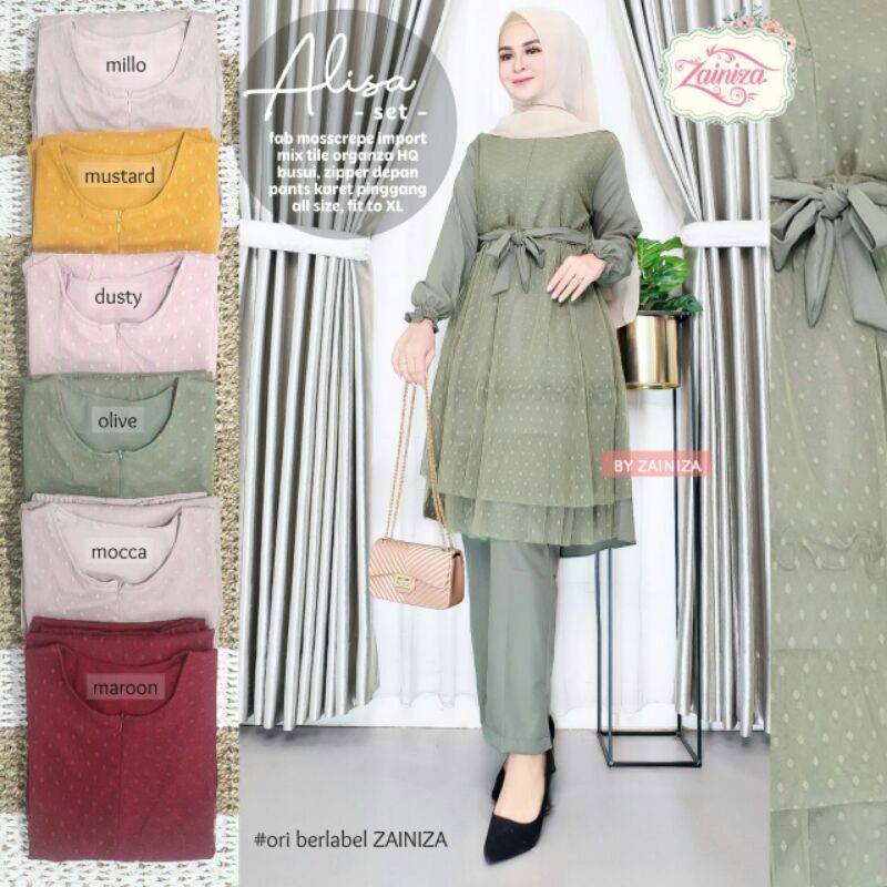 Alisa by Zainiza / Setelan Wanita Terbaru Setelan Baju Kondangan Setelan Baju Tile Celana Panjang