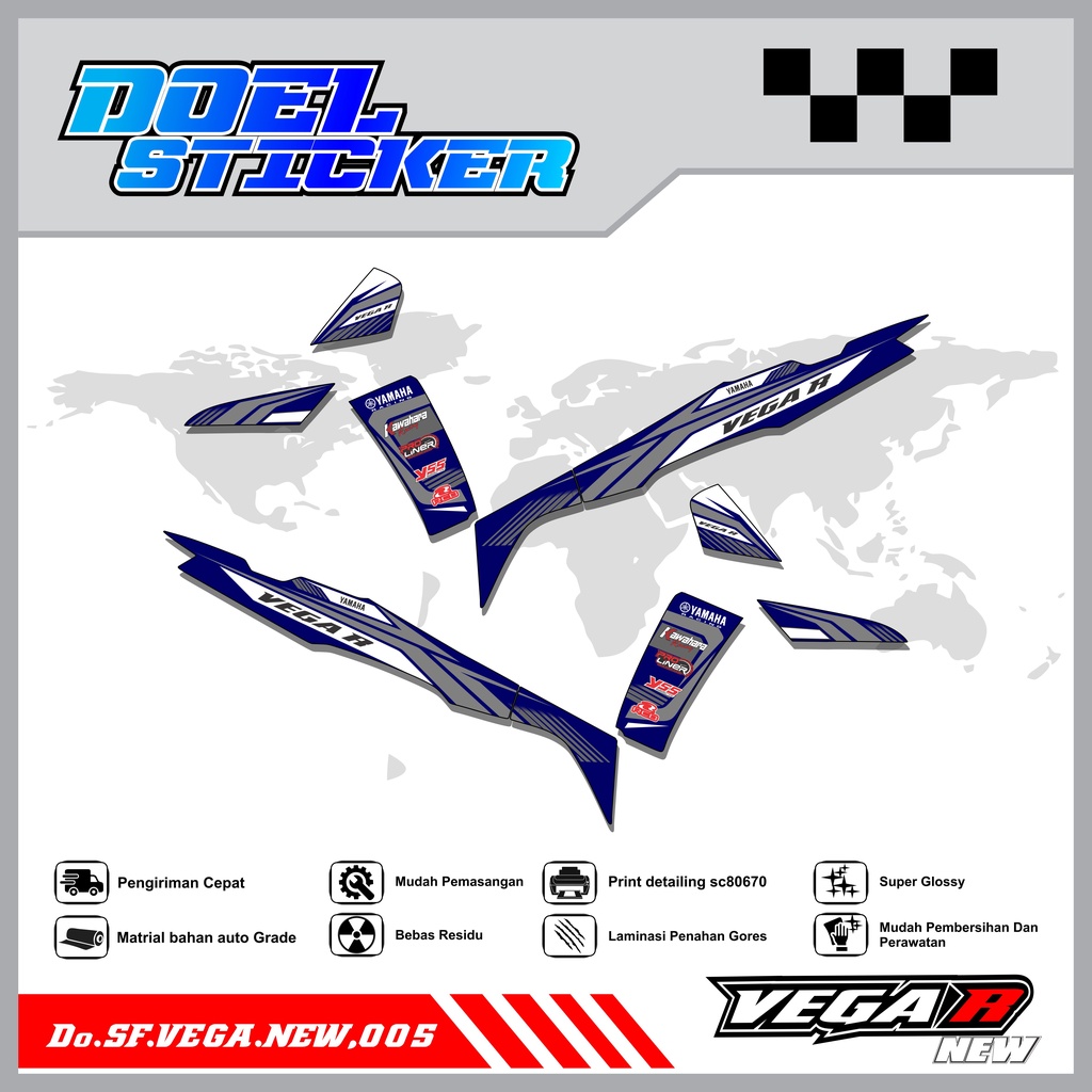 Sticker Striping Vega R New List Variasi Hologram , Crome Doel  005