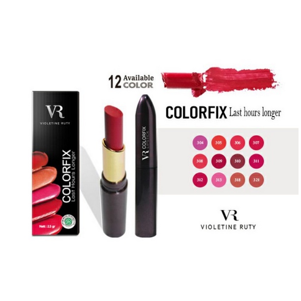 ❤ jselectiv ❤ VR Lipstick Colorfix | Lipstik Batang VIOLETINE RUBY - MURAH✔️BPOM✔️HALAL✔️