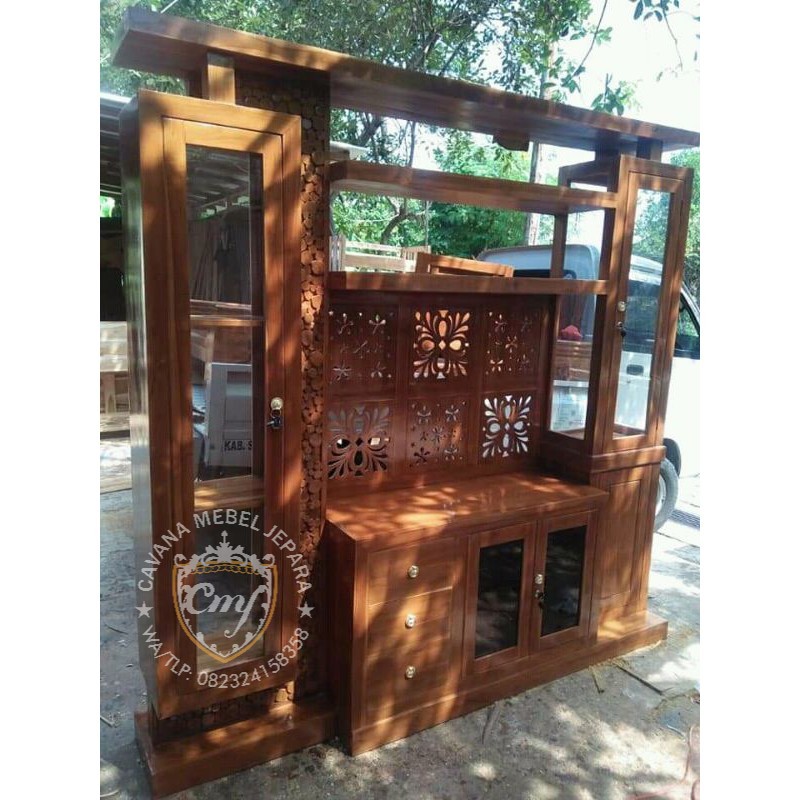 meja tv partisi penyekat ruangan