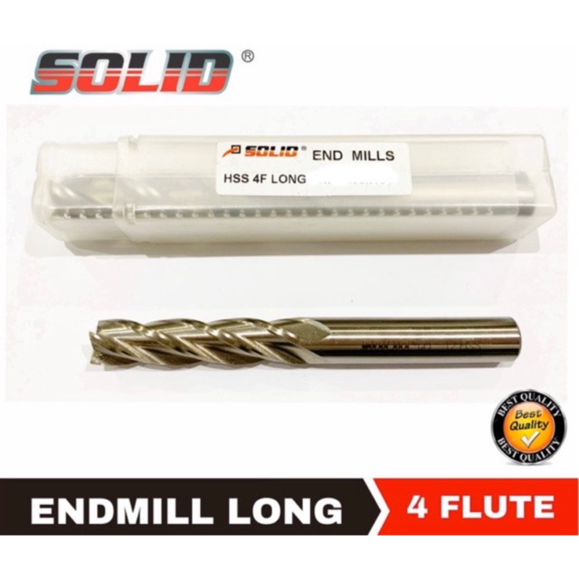 Solid 6mm Long Endmill 4 Flute