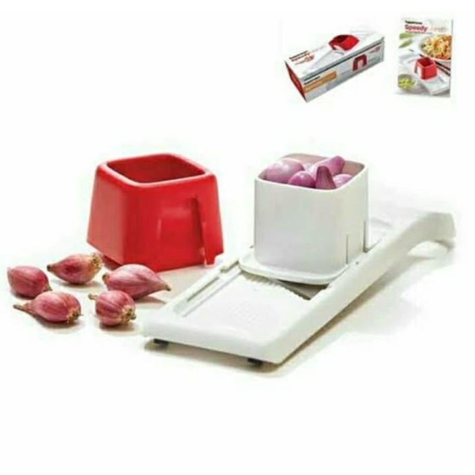 Tupperware Speedy Mando Alat Pengiris Bawang with box kado parcel - merah putih