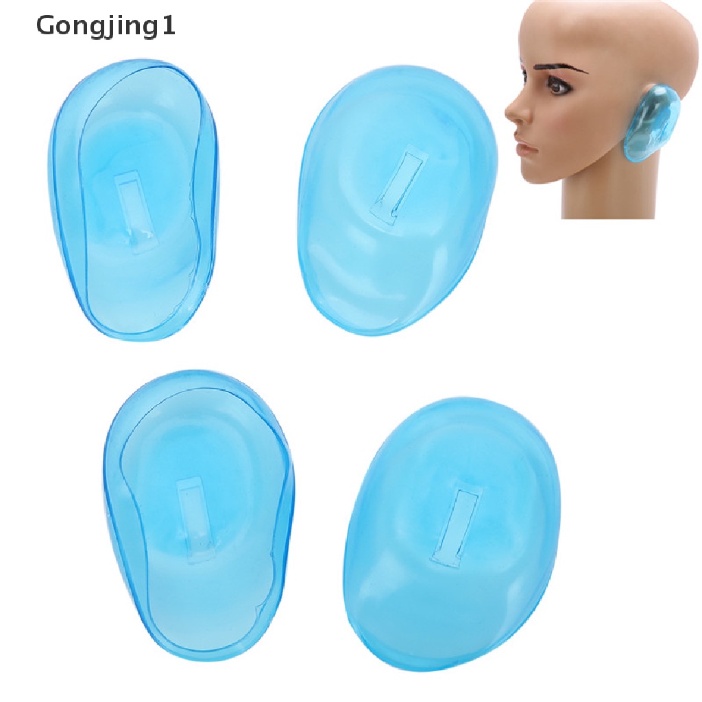 Gongjing1 2 Pasang / 4pcs Cover Pelindung Telinga Bahan Silikon Warna Biru Transparan