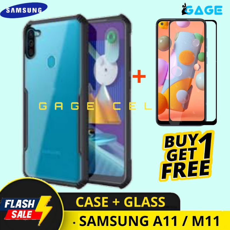 FREE✅ TEMPERED GLASS FULL SAMSUNG GALAXY A11 M11 - HARDCASE SOFTCASE CASE FUZE ARMOR SAMSUNG M11 A11