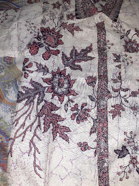 Qnunbatik Hem/kemeja Atasan Batik Anak Cowok Kd Melati Cream
