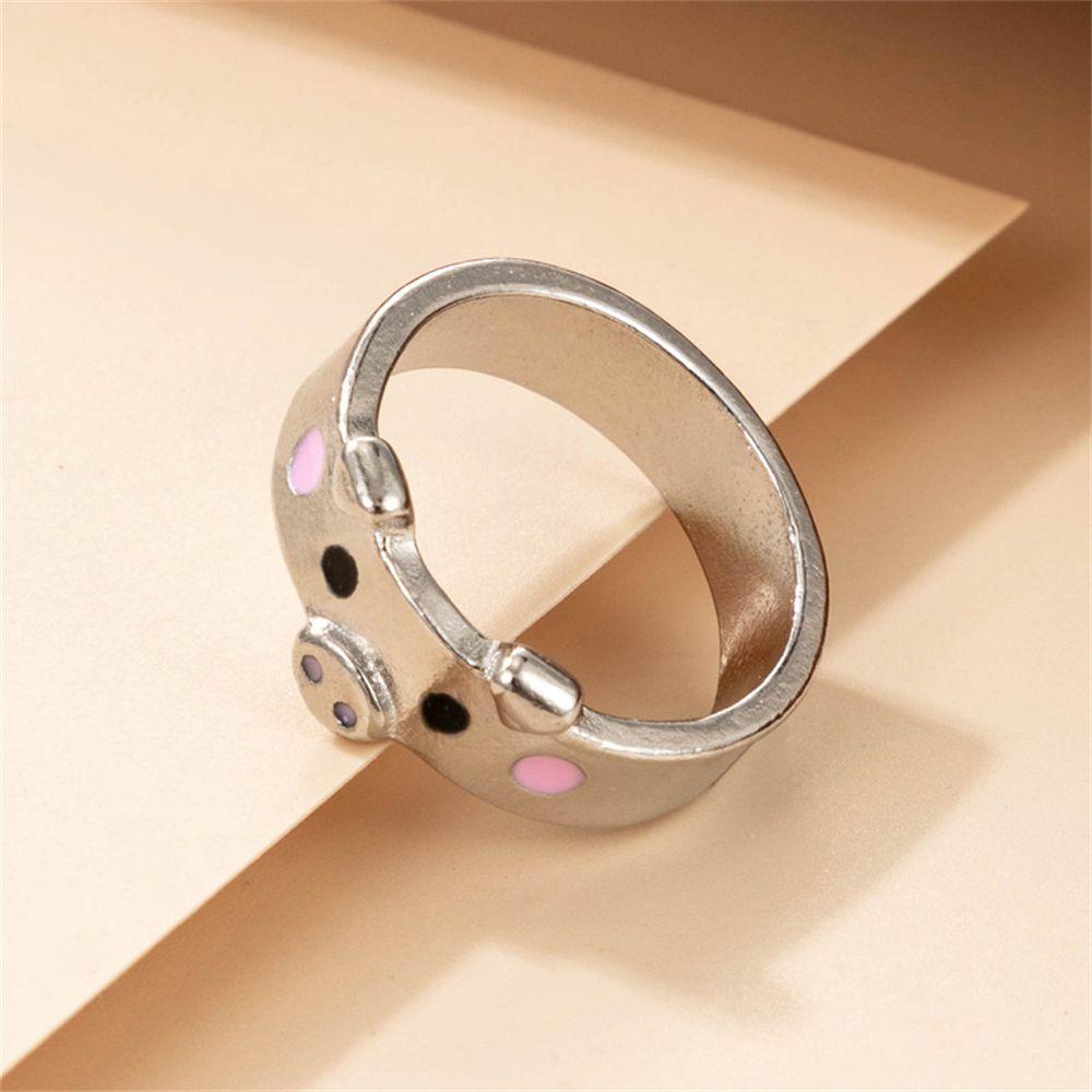 Solighter Cincin Babi Wanita Pria Fashion Piggy Retro Vintage Kreatif Hewan