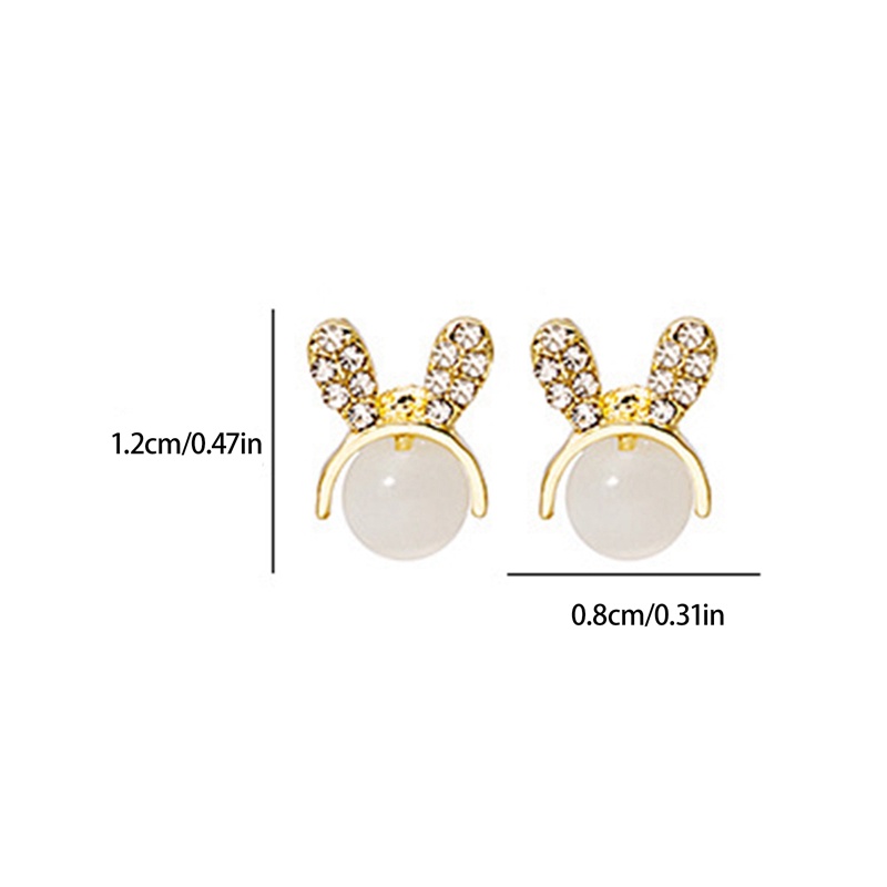 Anting Tusuk Sterling Silver 925 Desain Kelinci Lucu Hias Berlian Untuk Wanita
