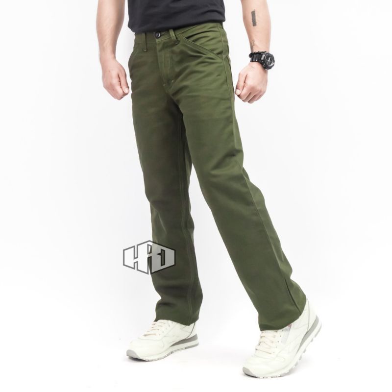 Celana Chinos Loose Straight Baggy Fit Standar Panjang Pria Work non Stretch 27-33