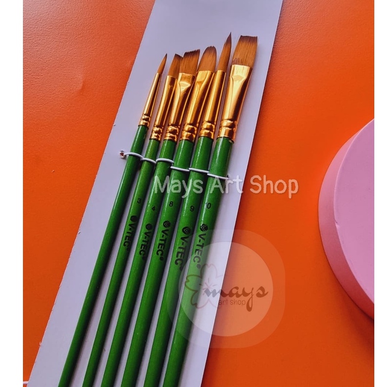 

Kuas Lukis 1 Set isi 6 V-Tec A0278 Vtec Artist Brush Round Flat Filbert Angular