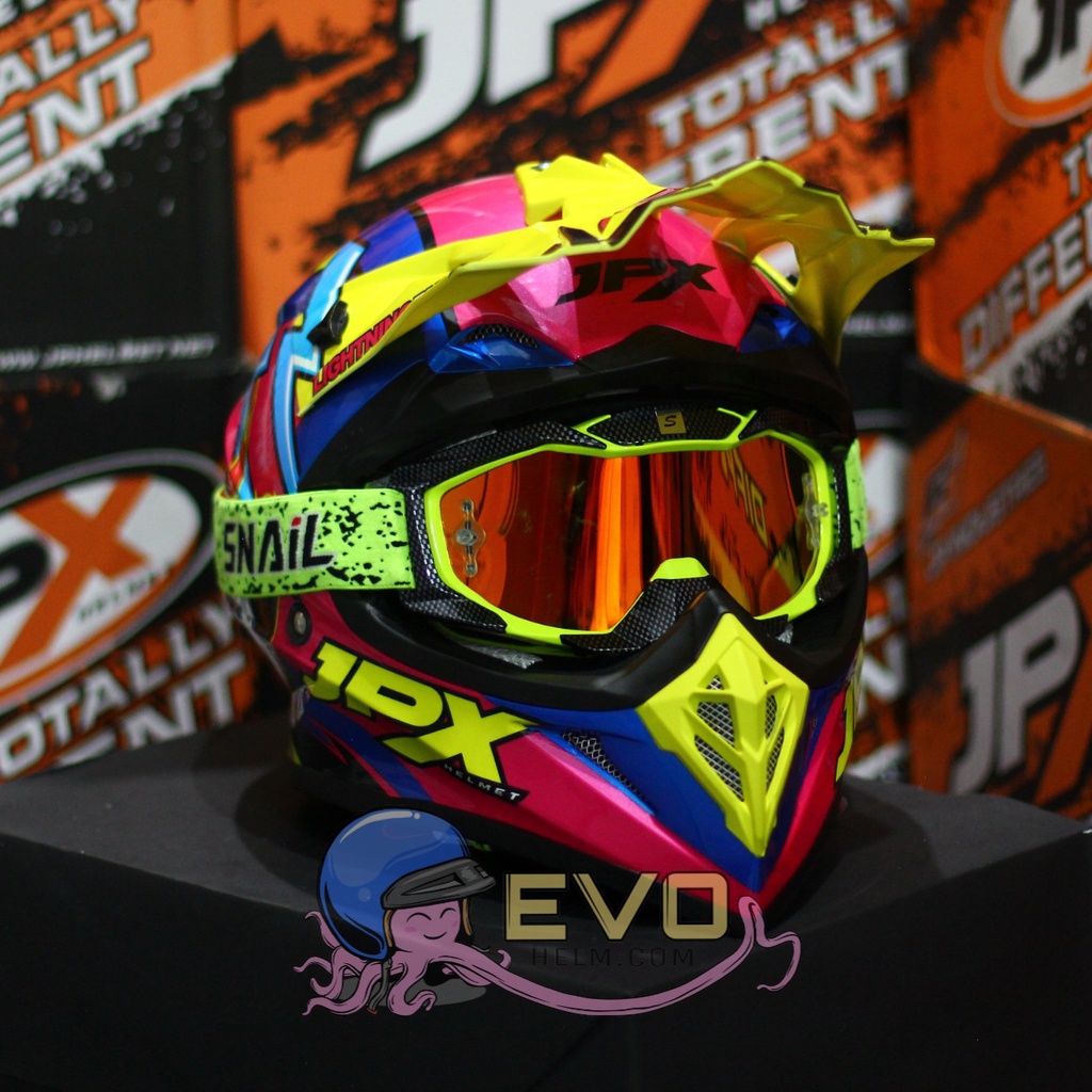 HELM JPX CROSS_FOX1 SERI X27 - PEPSI BLUE GLOSS + GOOGLE SNAIL (ONGKIR 2 KG) HELM JPX TERBARU