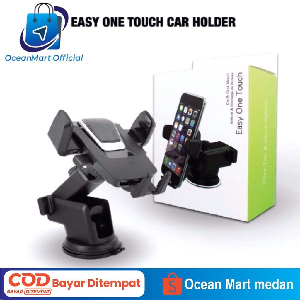 Phone Car Holder Mobil Dashboard Easy One Touch &amp; Desk Mount Universal Aksesoris Handphone HP OCEANMART OCEAN MART Murah Grosir