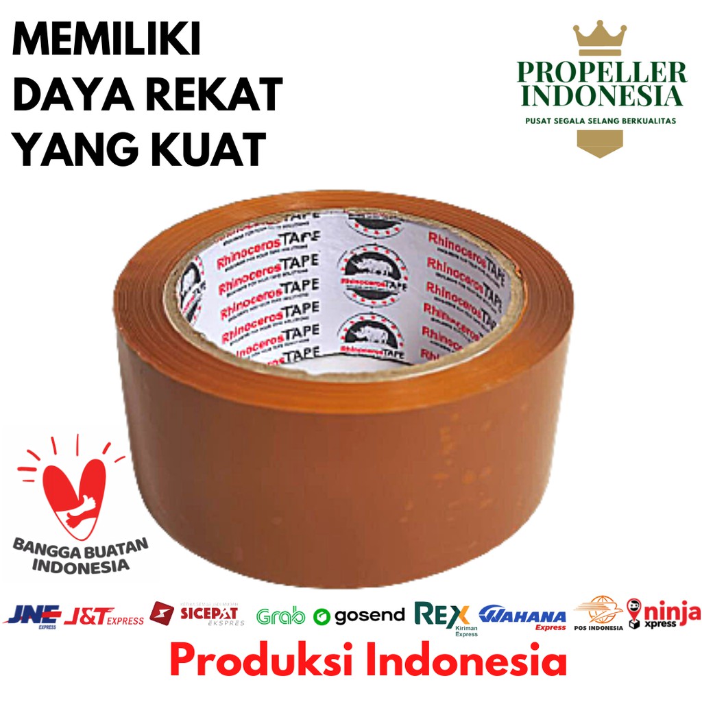 Lakban Coklat RHINOCEROS Tape Solatip Isolasi Warna 2Inch 45mm x 50 Yard