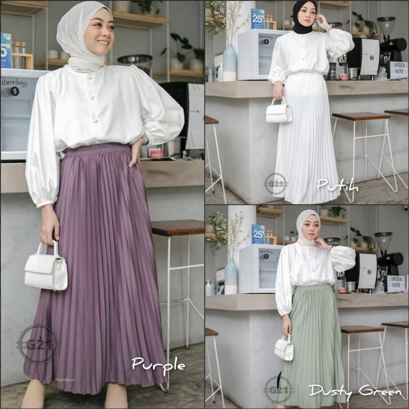 Rok Plisket Prisket Rempel Hitam Panjang Rok Panjang Plisket Wanita Premium Murah
